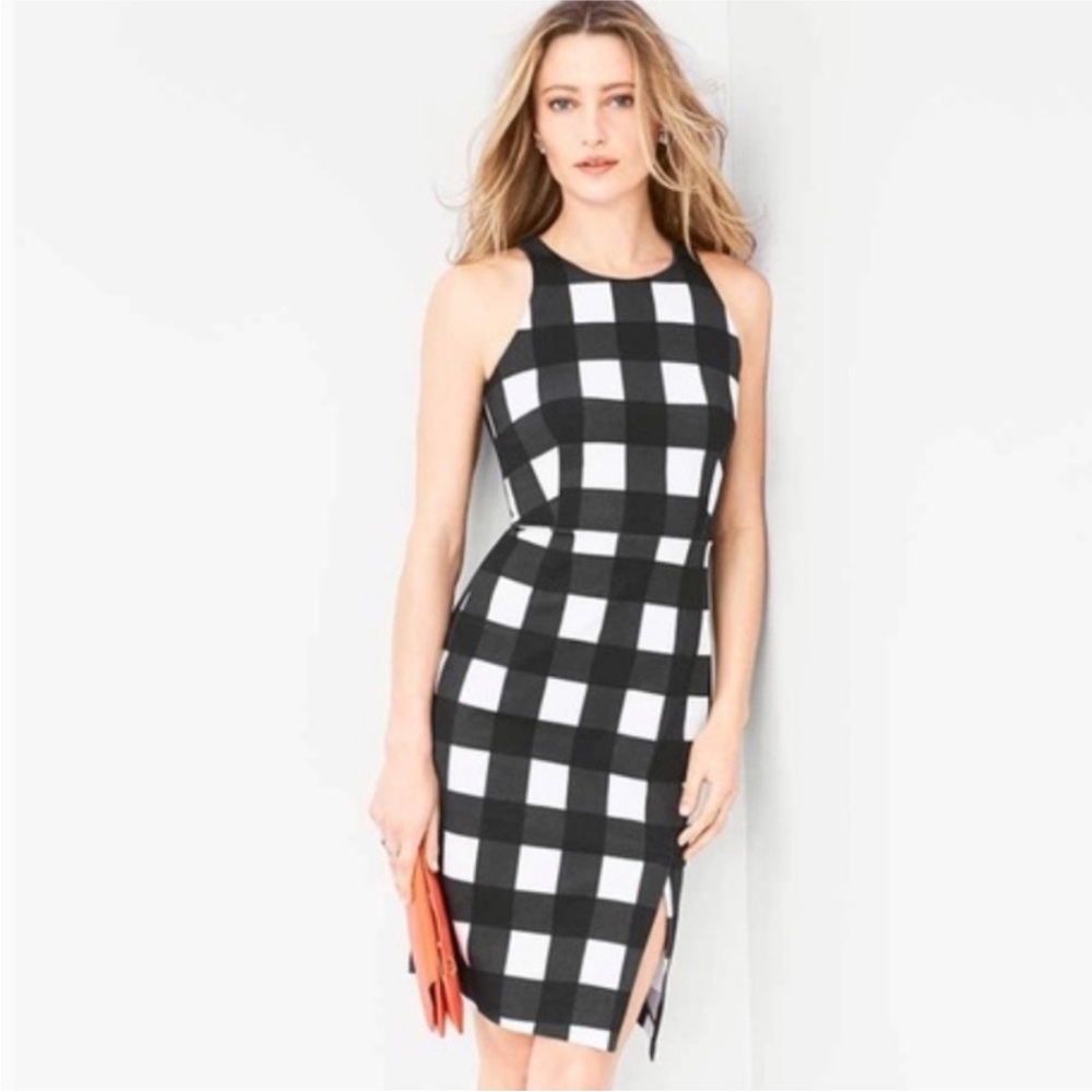 Banana Republic‎ Black White Gingham Plaid Sheath Dress Size 6
